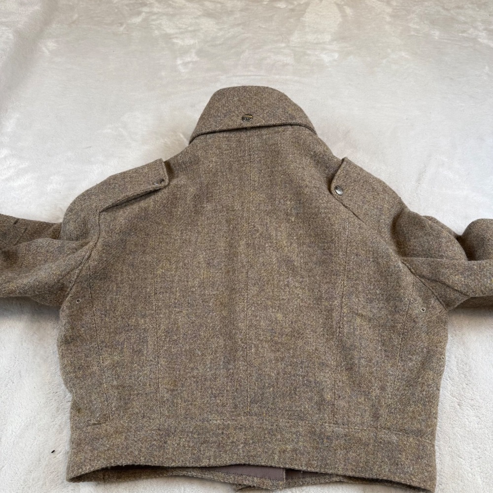 Stella McCartney Cropped Wool Blend Tweed Jacket Brown Tan Mesh Lining IT 42 - Picture 9 of 9